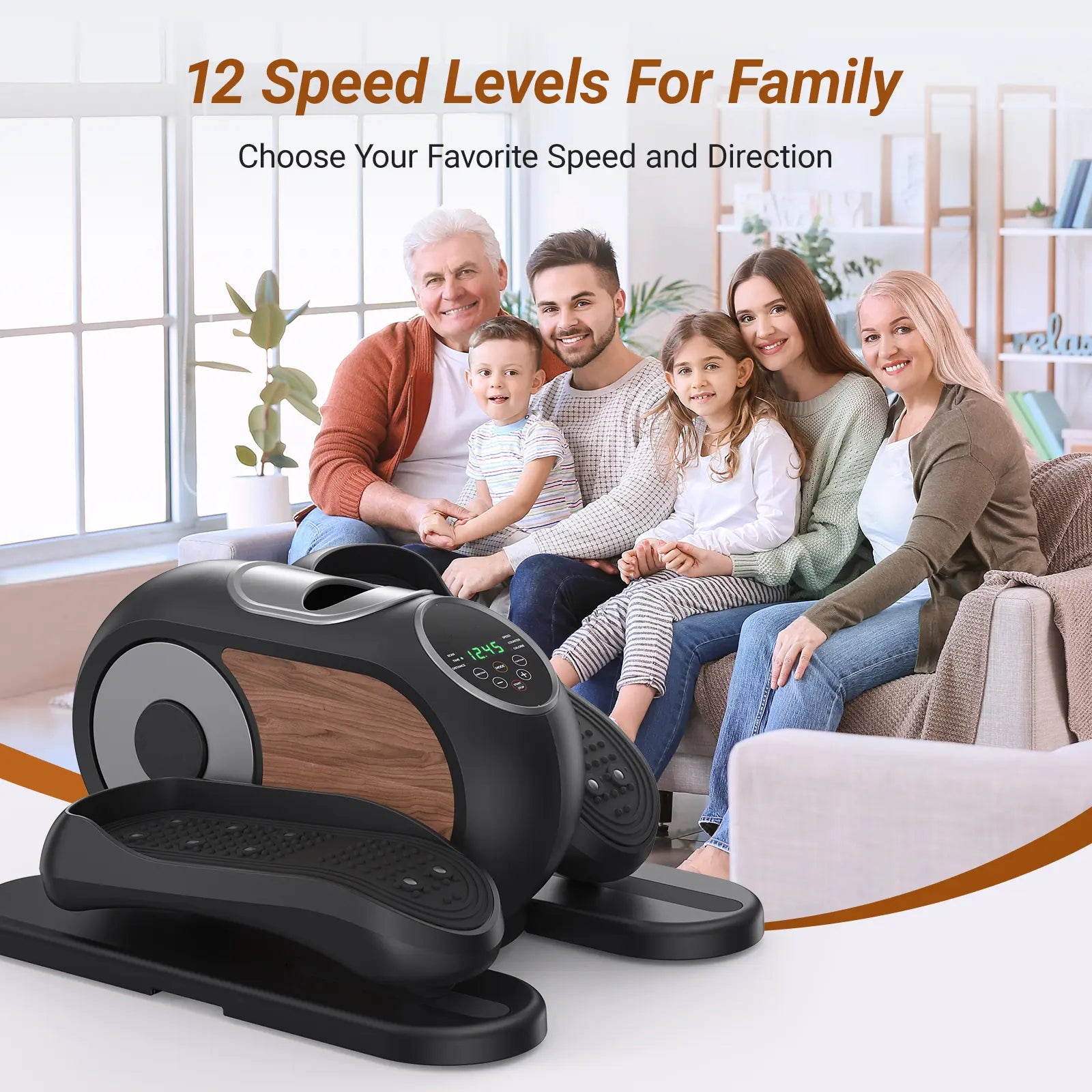 12 Speeds Under Desk Elliptical Machine with Remote Control