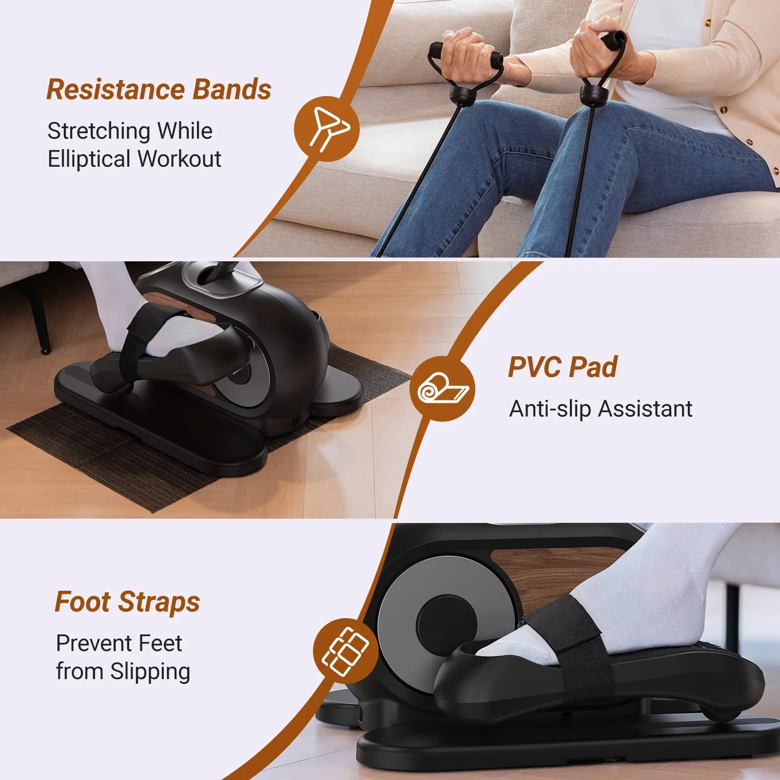 12 Speeds Under Desk Elliptical Machine with Remote Control